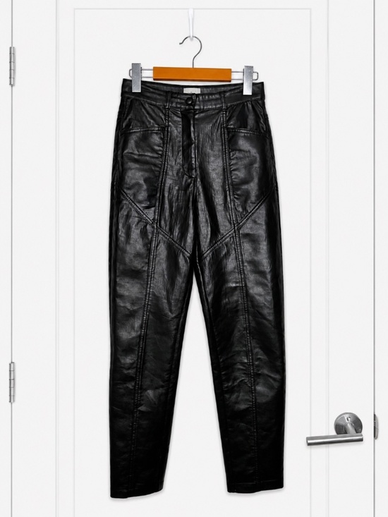 Wilfred Pants - Wilfred by Aritzia Black Faux Leather High-Waisted Pants | Size 0